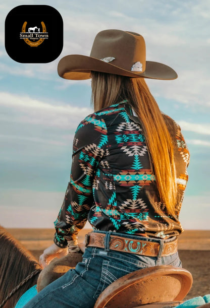 Tired Of The City Pearl Snap | Western Cowgirl Aztec Pearl Snap Button-Down Shirt