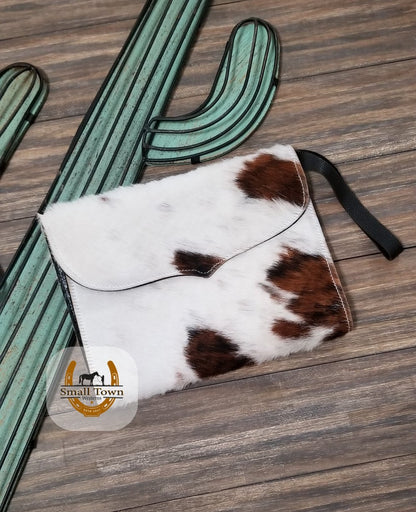 Cowhide Diaper & Wipe Clutch | Western Baby Handmade Leather Cowhide Diaper Bag