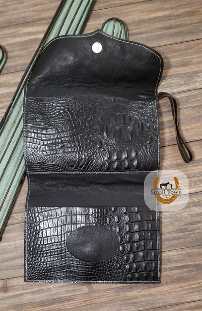 Cowhide Diaper & Wipe Clutch | Western Baby Handmade Leather Cowhide Diaper Bag