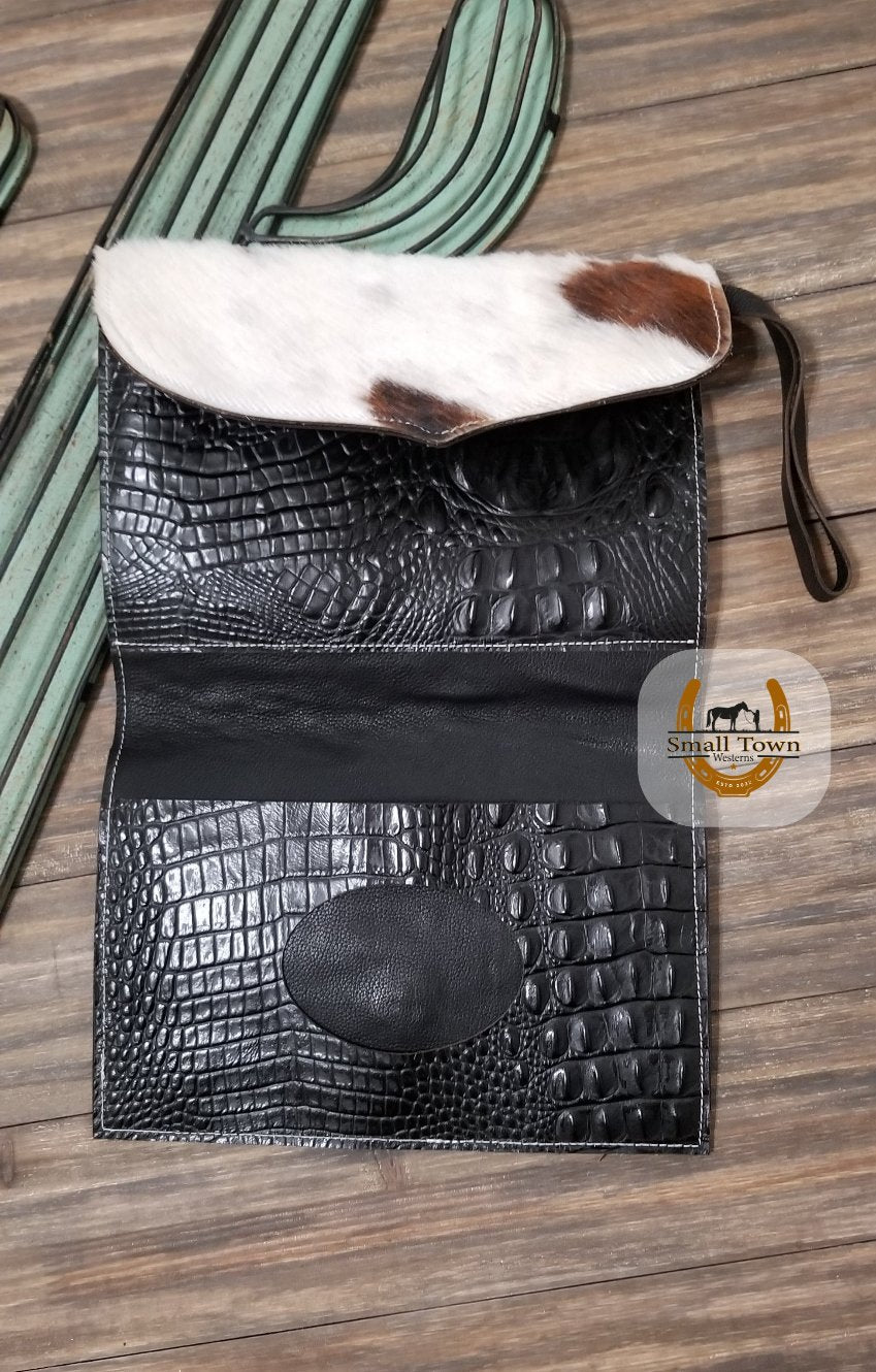 Cowhide Diaper & Wipe Clutch | Western Baby Handmade Leather Cowhide Diaper Bag
