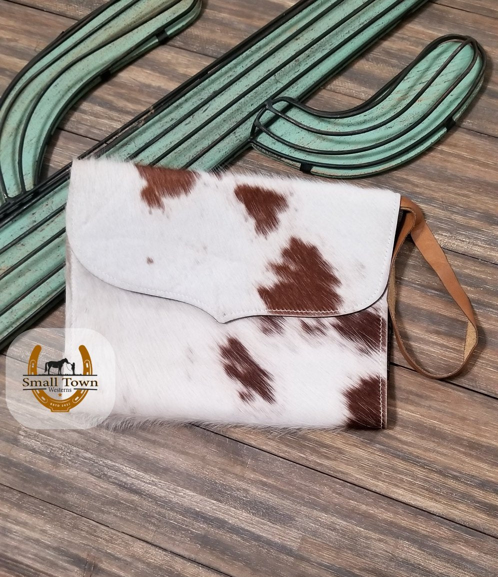 Cowhide Diaper & Wipe Clutch | Western Baby Handmade Leather Cowhide Diaper Bag