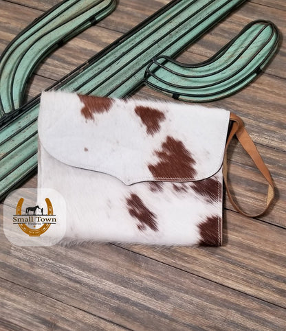 Cowhide Diaper & Wipe Clutch | Western Baby Handmade Leather Cowhide Diaper Bag
