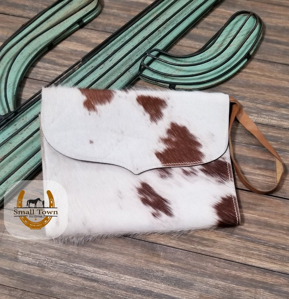 Cowhide Diaper & Wipe Clutch | Western Baby Handmade Leather Cowhide Diaper Bag