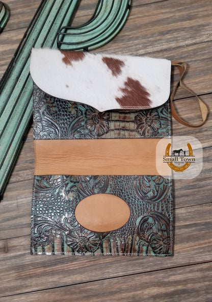 Cowhide Diaper & Wipe Clutch | Western Baby Handmade Leather Cowhide Diaper Bag