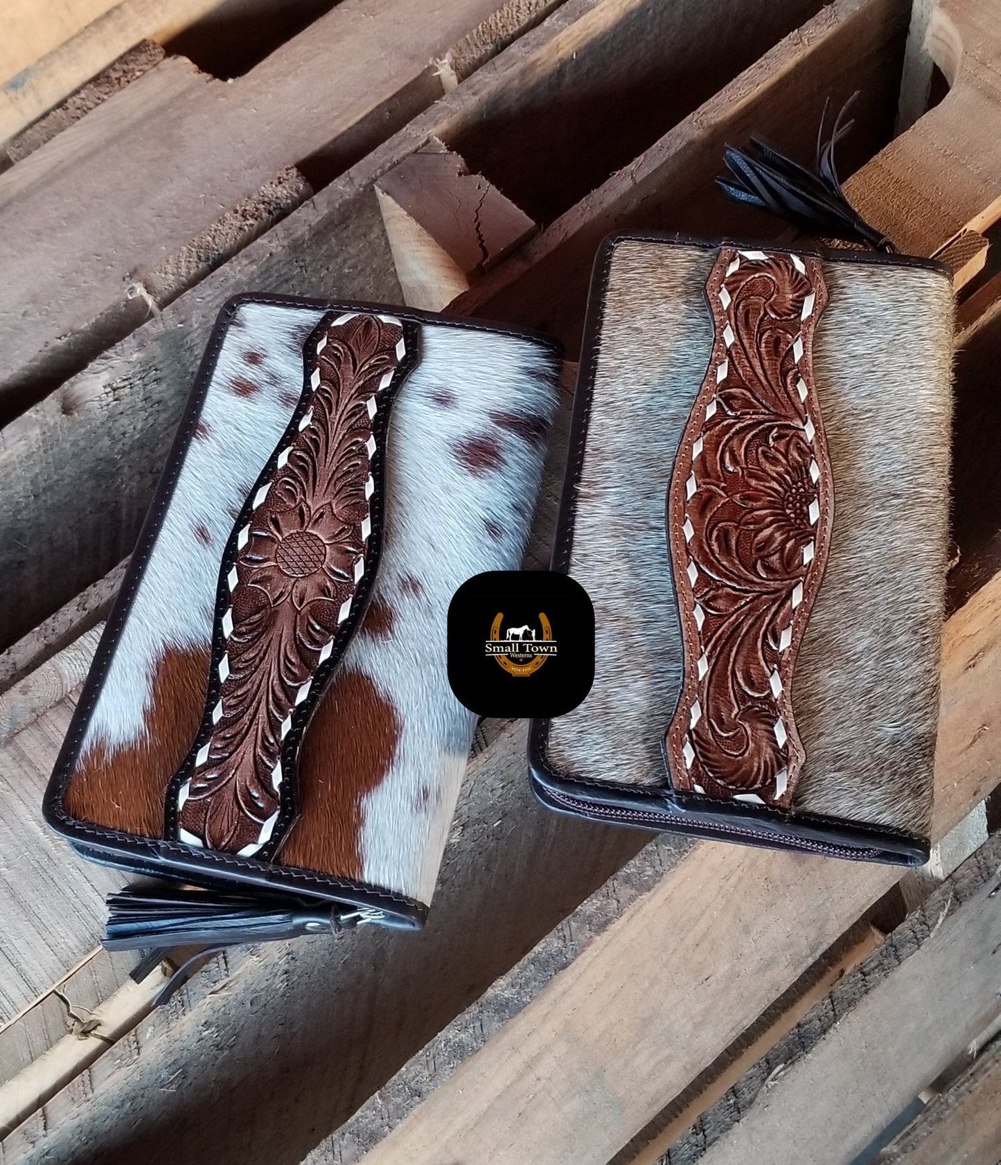 Zelda Cowhide Wallet | Western Cowgirl Genuine Hair-On Hide Tooled Leather Wallet