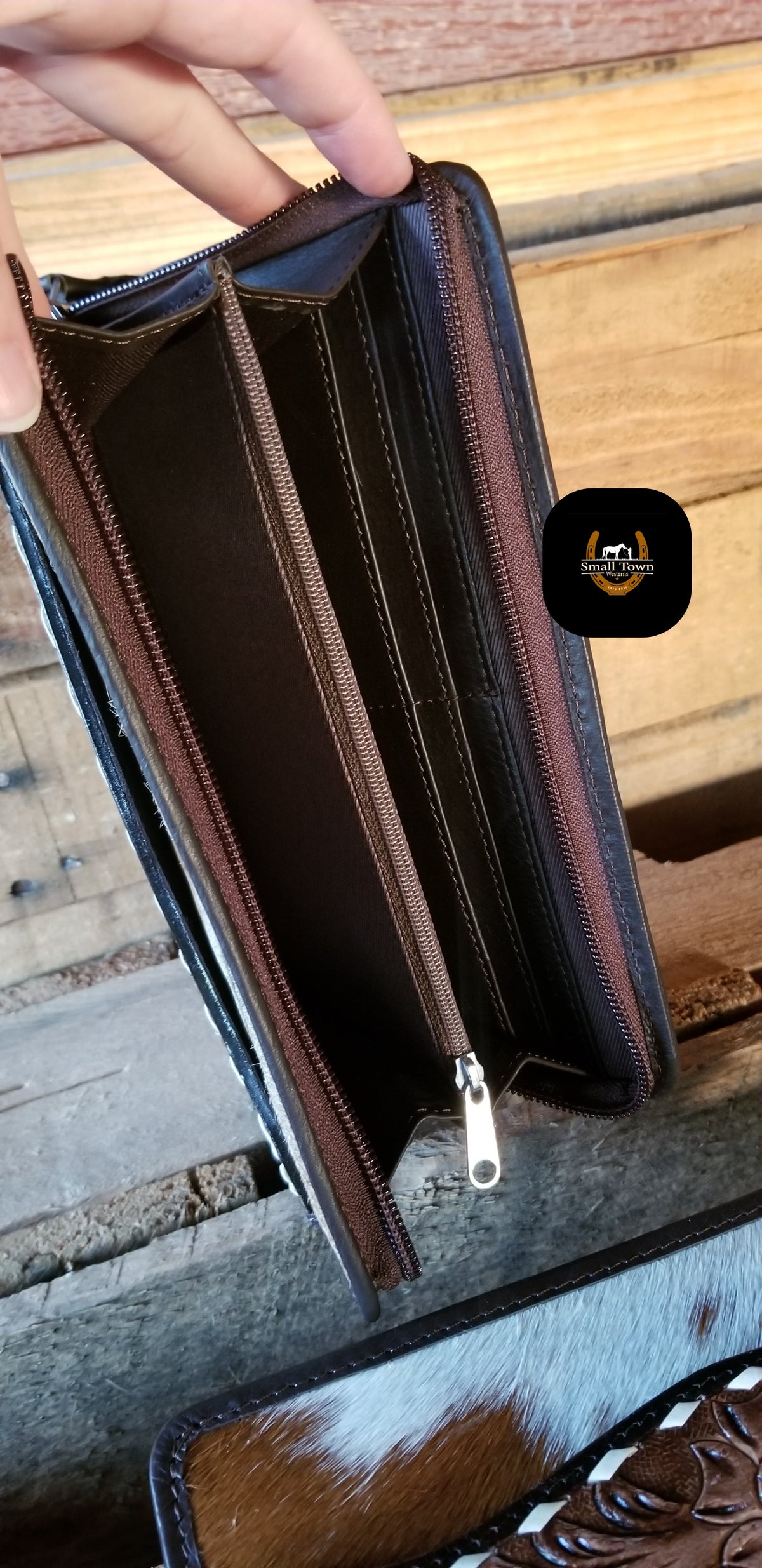 Zelda Cowhide Wallet | Western Cowgirl Genuine Hair-On Hide Tooled Leather Wallet