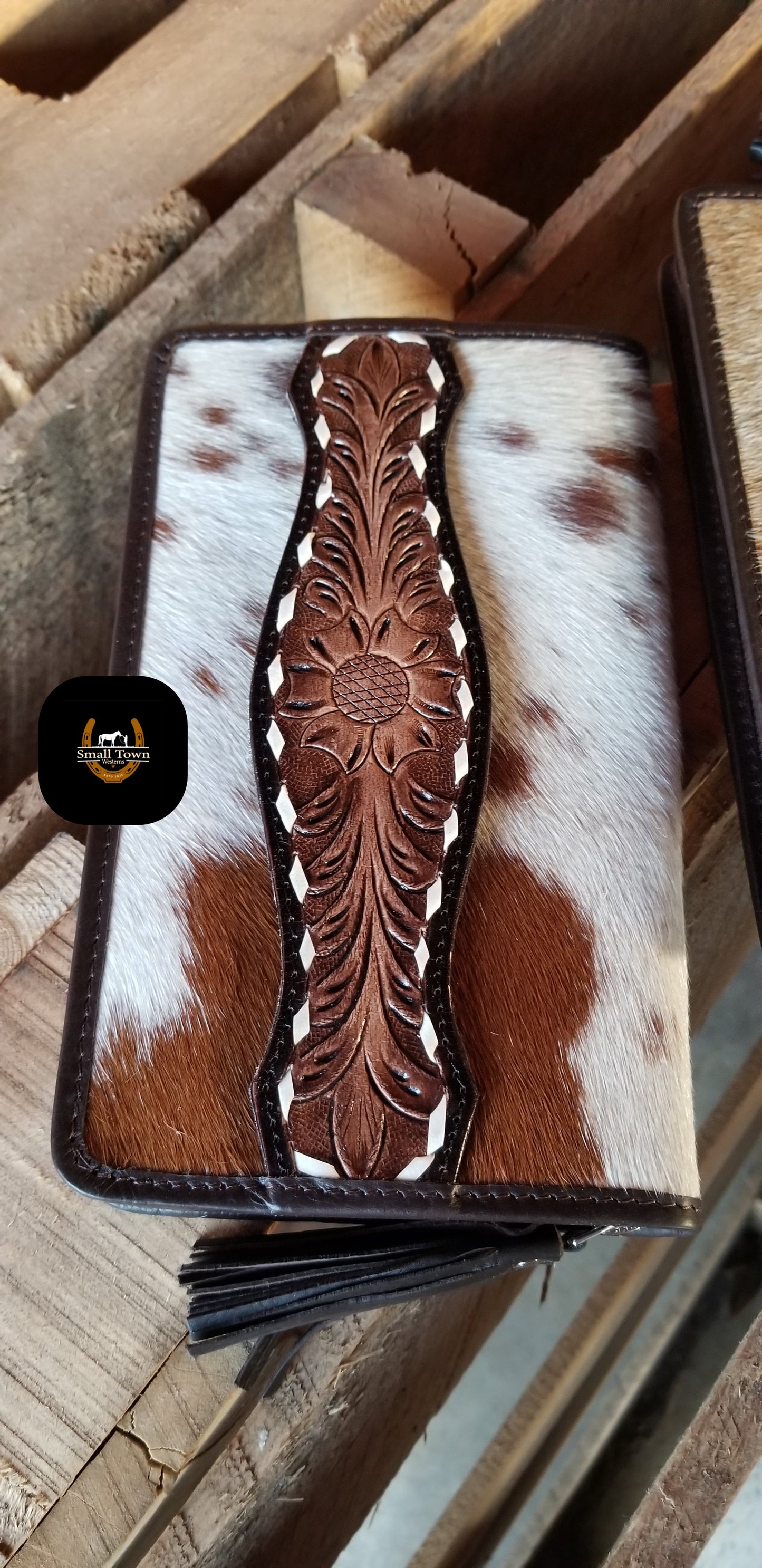 Zelda Cowhide Wallet | Western Cowgirl Genuine Hair-On Hide Tooled Leather Wallet