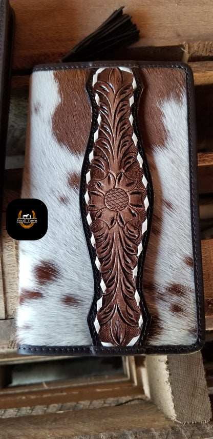Zelda Cowhide Wallet | Western Cowgirl Genuine Hair-On Hide Tooled Leather Wallet