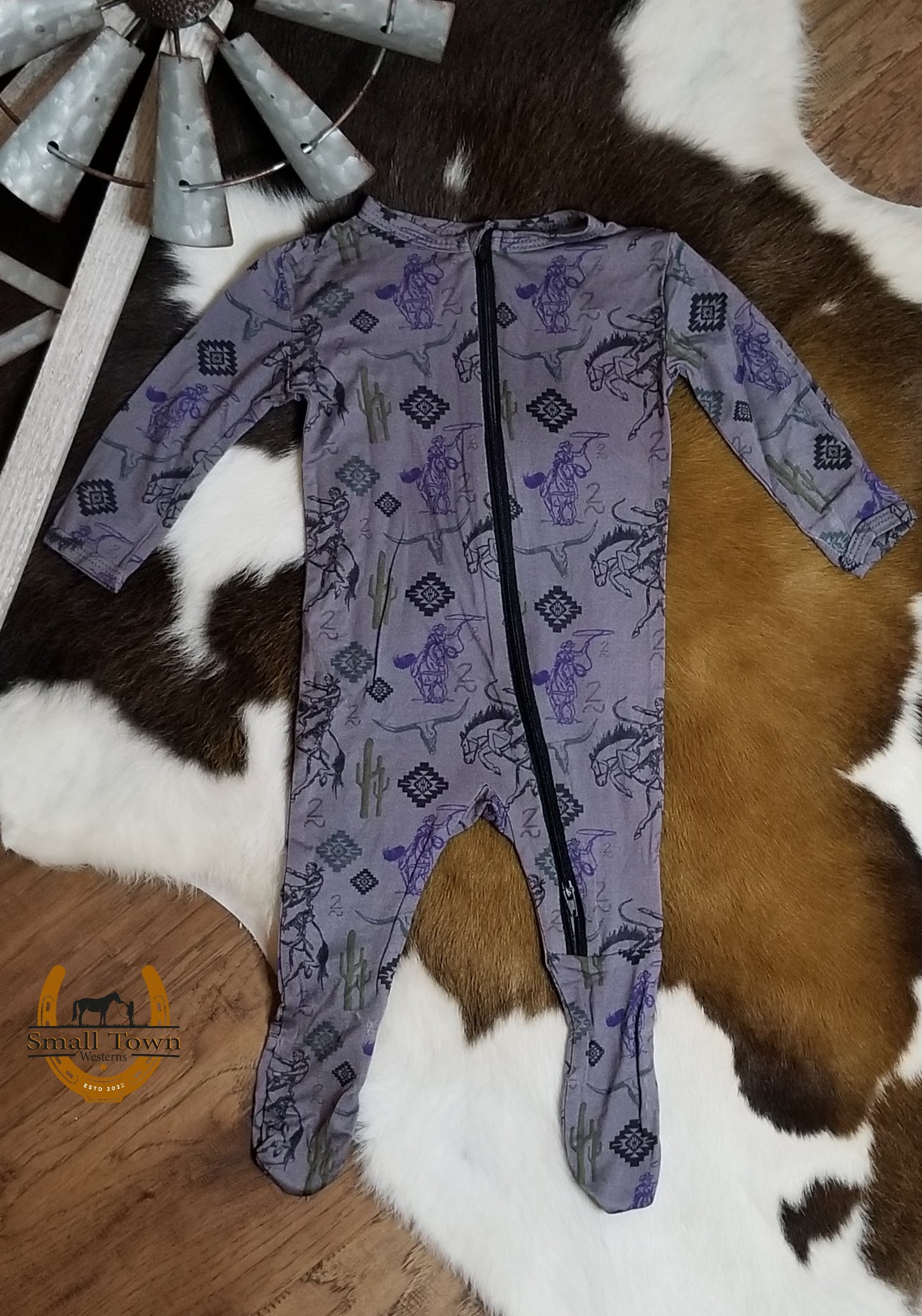 Midnight Stampede Footie | Western Baby Footie Pajamas with Mittens