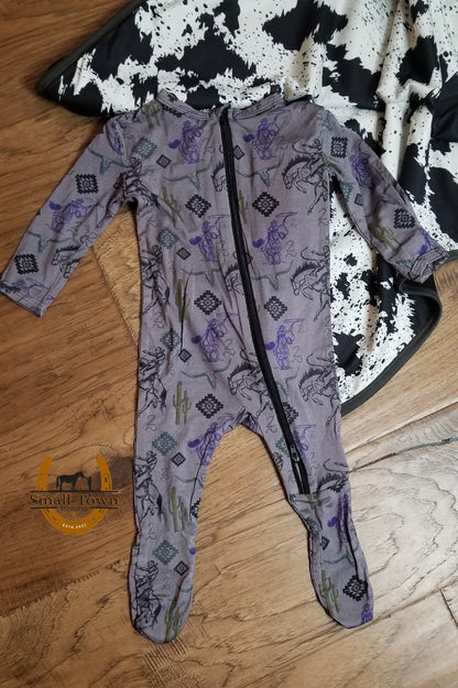 Midnight Stampede Footie | Western Baby Footie Pajamas with Mittens