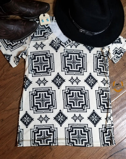 Wild As You Top | Western Aztec Cowgirl V-Neck Short Sleeve Top