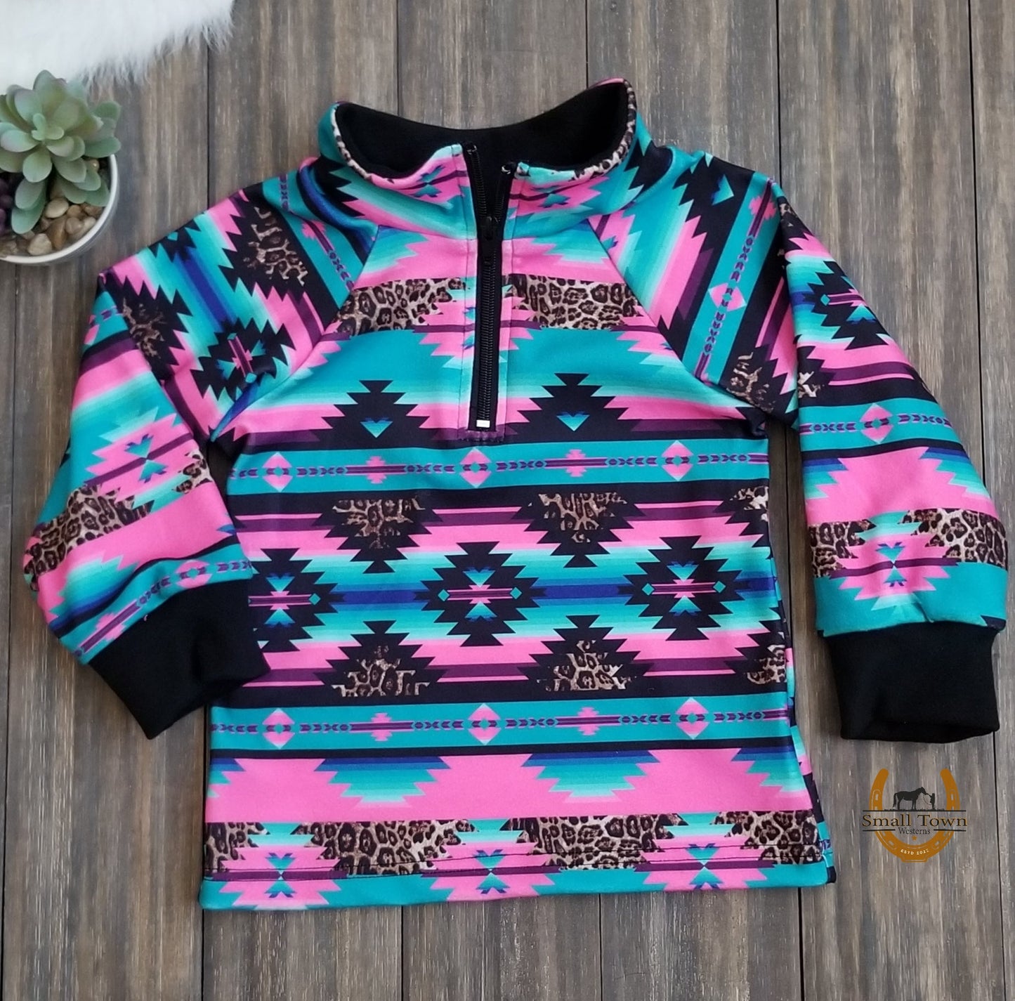 Country Bumpkin Pullover | Western Kids Girls Leopard Pink Turquoise Pullover