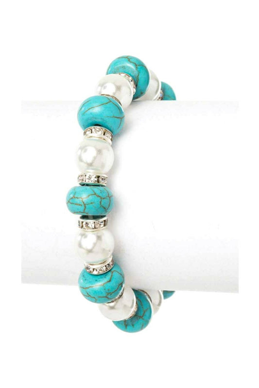 Turquoise Pearl Stretch Bracelet
