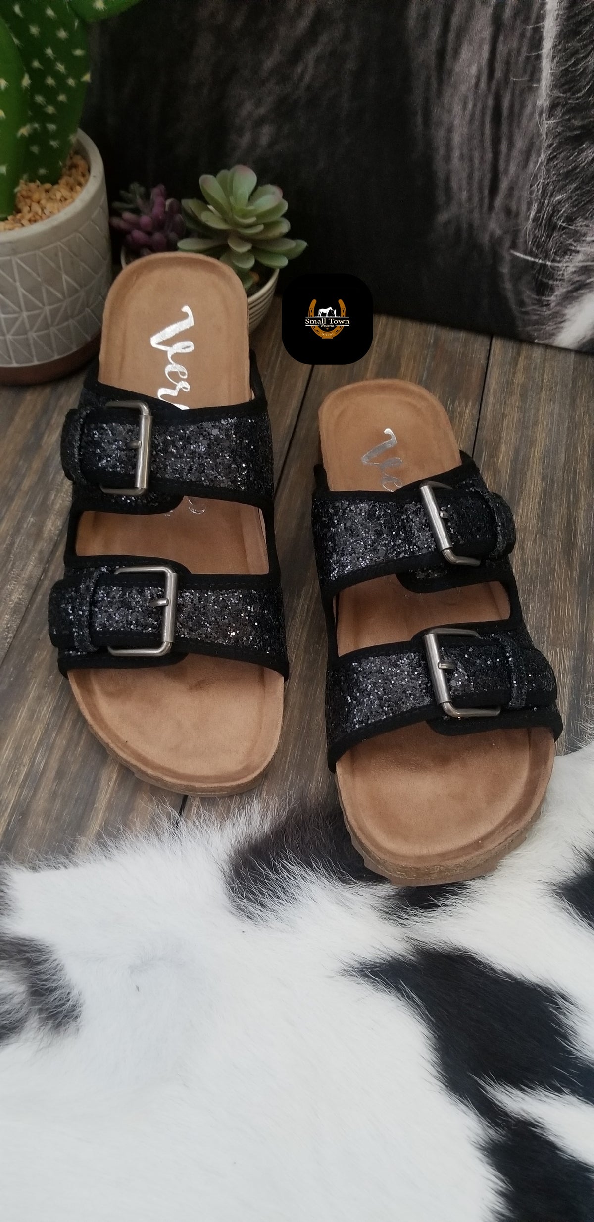 Cowgirl Glitter Sandals | Western Cowgirl Glitter Birkenstock Style Sandals