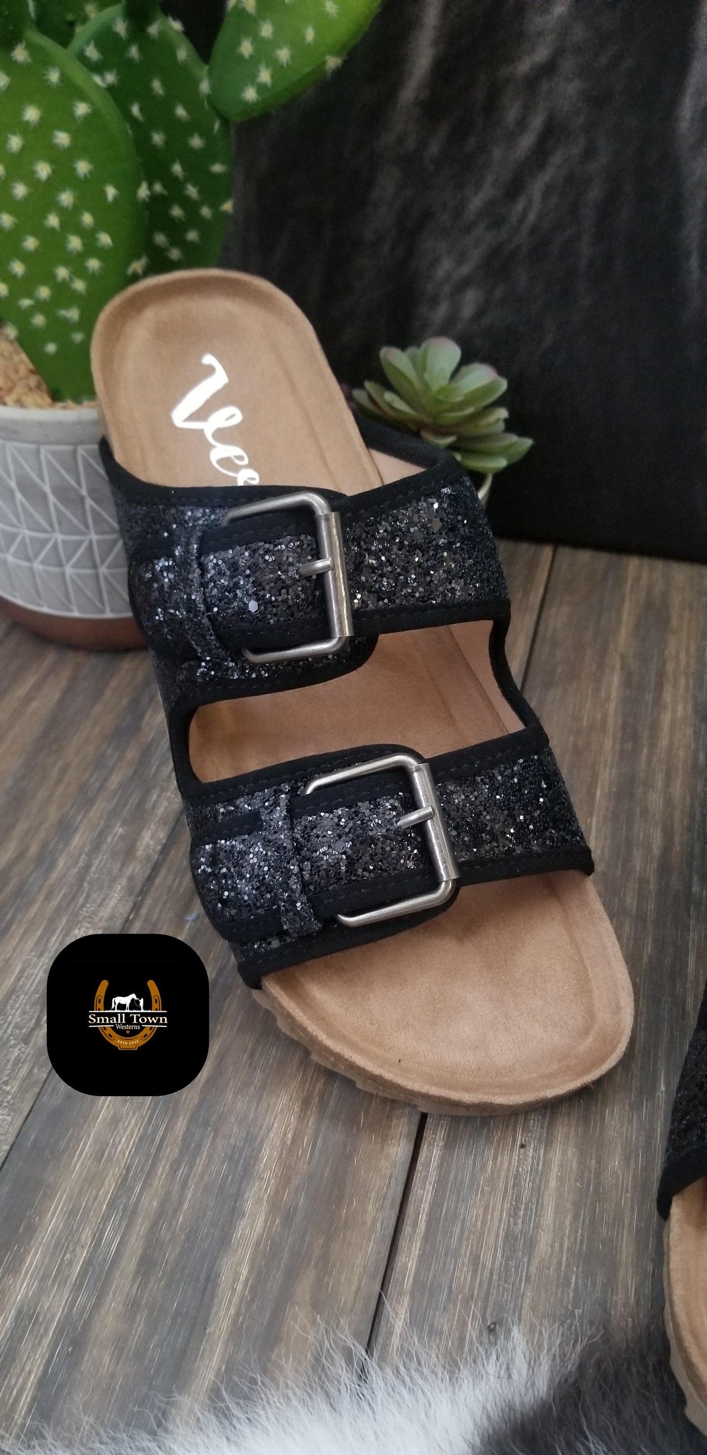 Cowgirl Glitter Sandals | Western Cowgirl Glitter Birkenstock Style Sandals