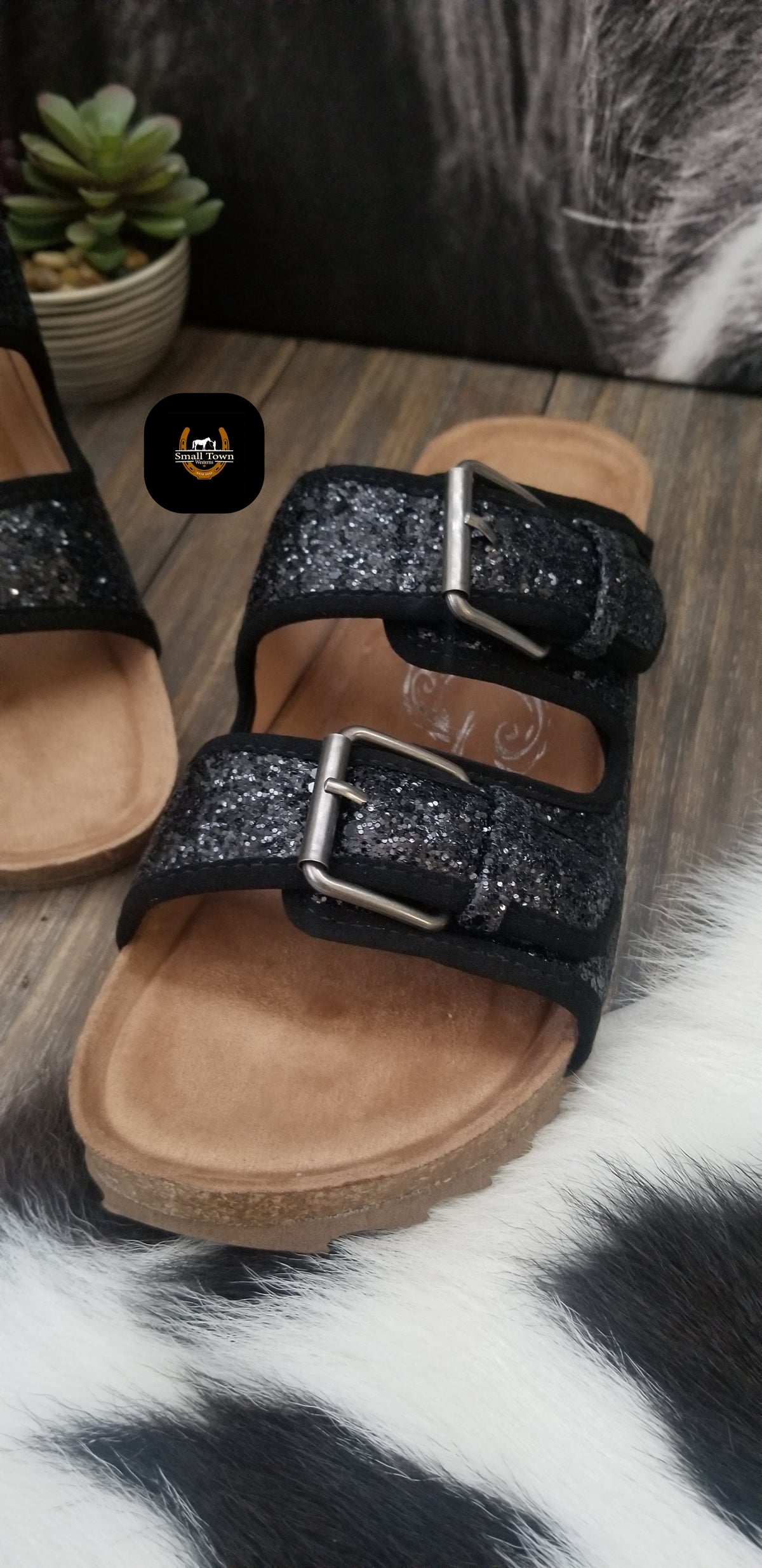 Cowgirl Glitter Sandals | Western Cowgirl Glitter Birkenstock Style Sandals