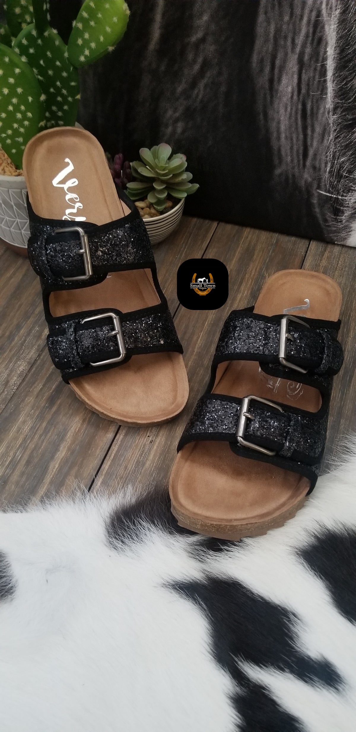 Cowgirl Glitter Sandals | Western Cowgirl Glitter Birkenstock Style Sandals