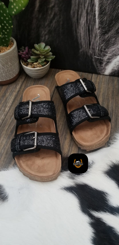 Cowgirl Glitter Sandals | Western Cowgirl Glitter Birkenstock Style Sandals