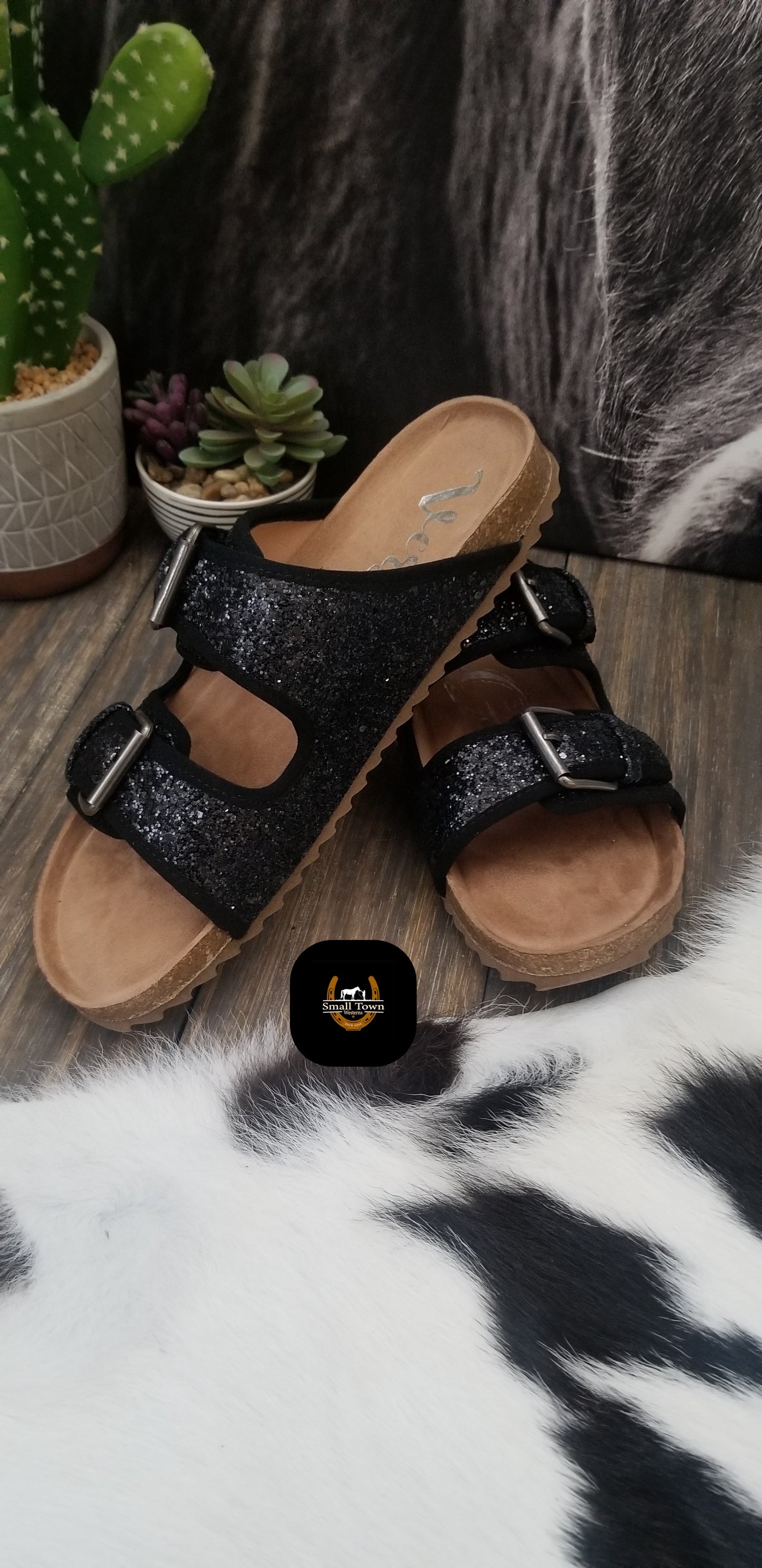 Cowgirl Glitter Sandals | Western Cowgirl Glitter Birkenstock Style Sandals