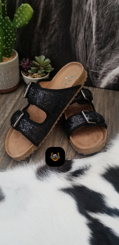 Cowgirl Glitter Sandals | Western Cowgirl Glitter Birkenstock Style Sandals