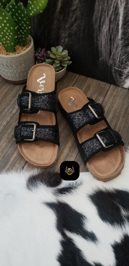 Cowgirl Glitter Sandals | Western Cowgirl Glitter Birkenstock Style Sandals