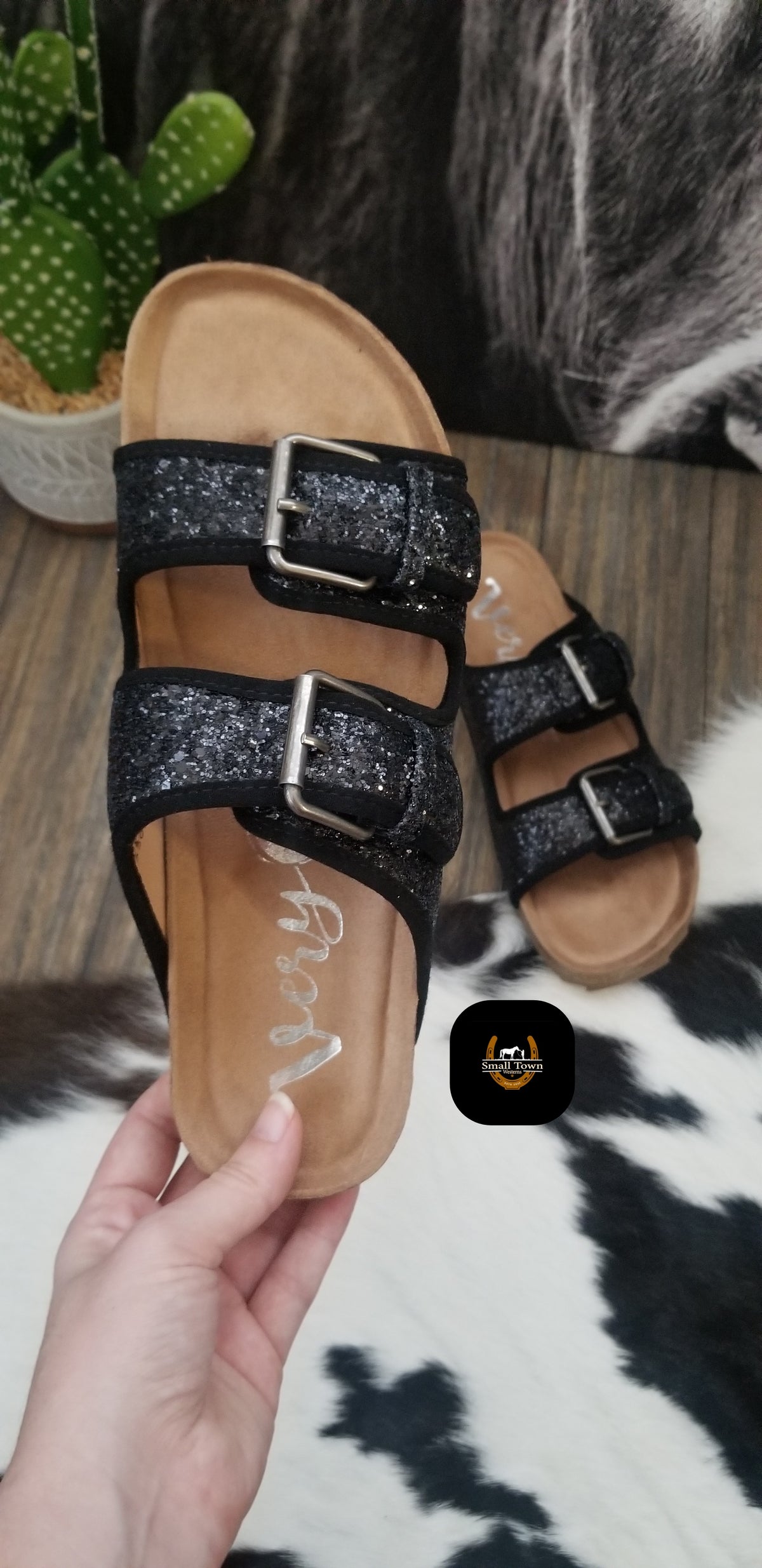 Cowgirl Glitter Sandals | Western Cowgirl Glitter Birkenstock Style Sandals
