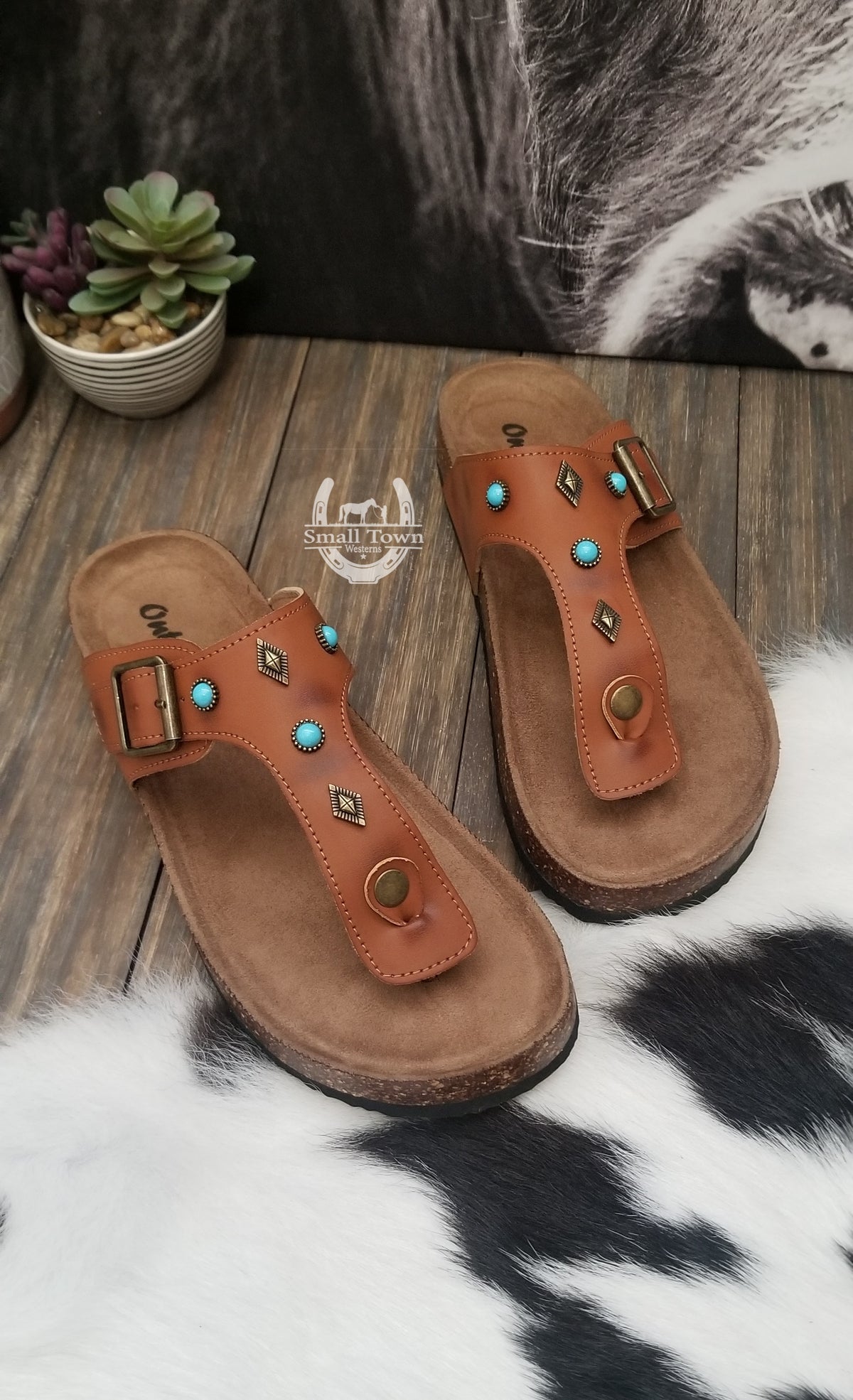 Sedona Sandals | Western Cowgirl Aztec Turquoise Birkenstock Style Sandals
