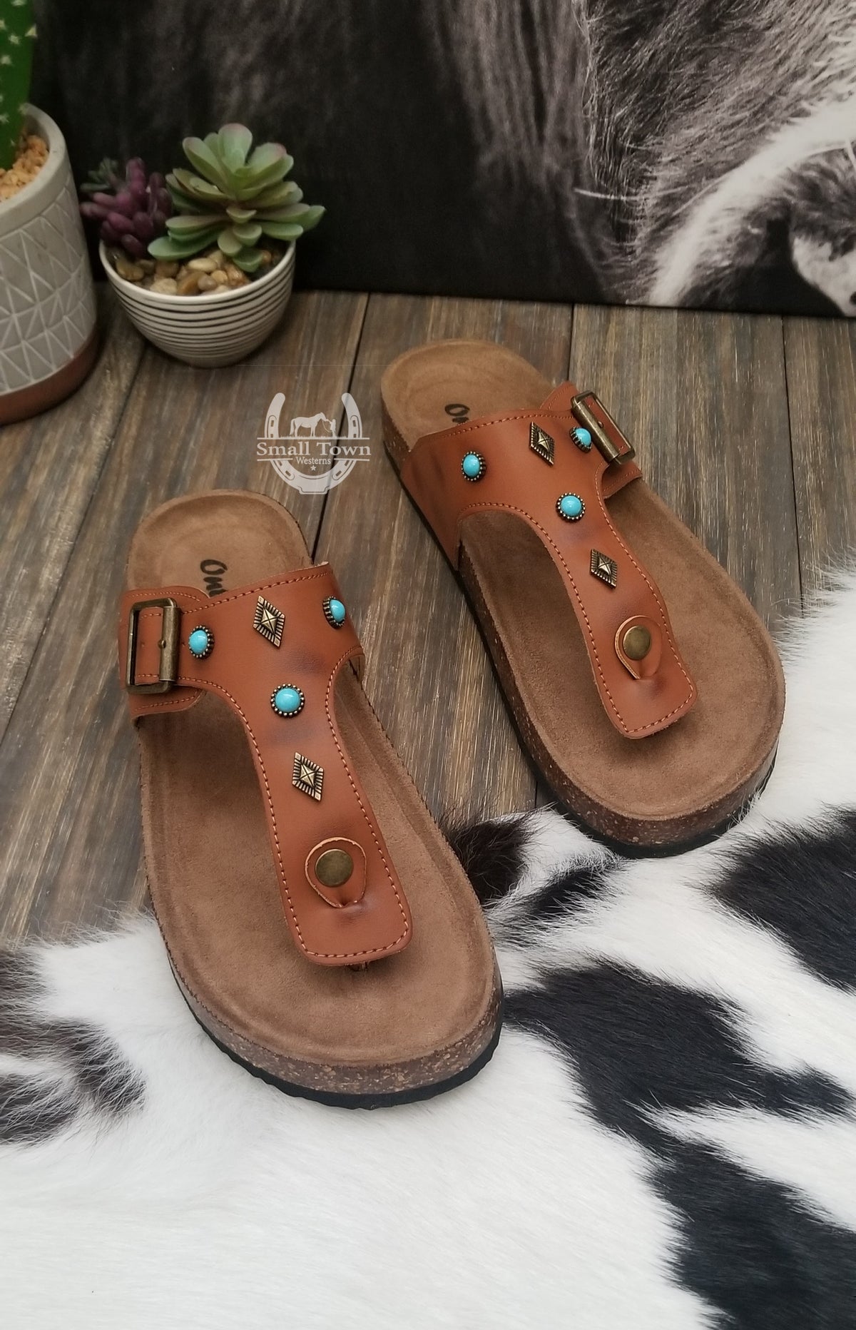 Sedona Sandals | Western Cowgirl Aztec Turquoise Birkenstock Style Sandals