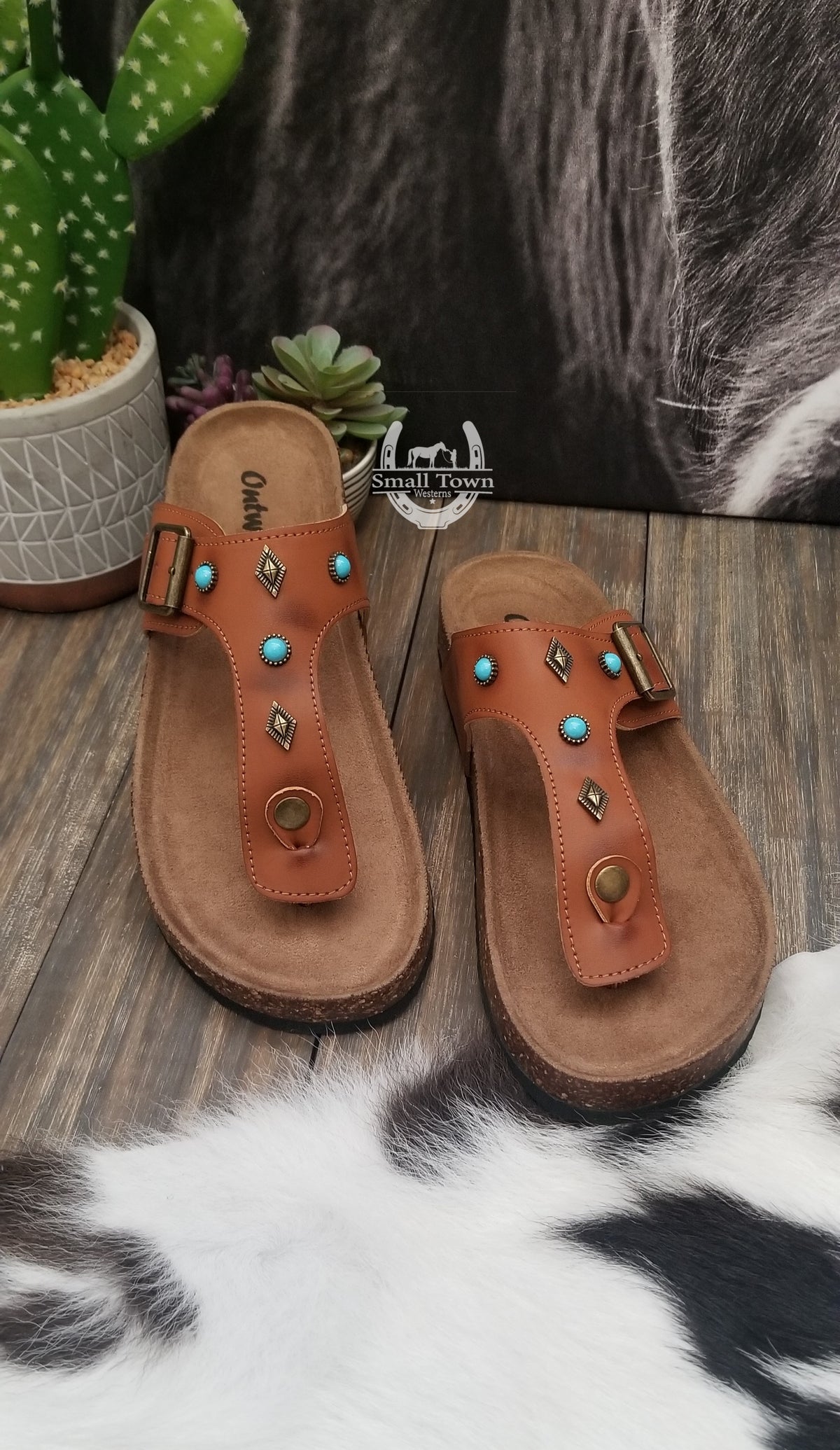 Sedona Sandals | Western Cowgirl Aztec Turquoise Birkenstock Style Sandals