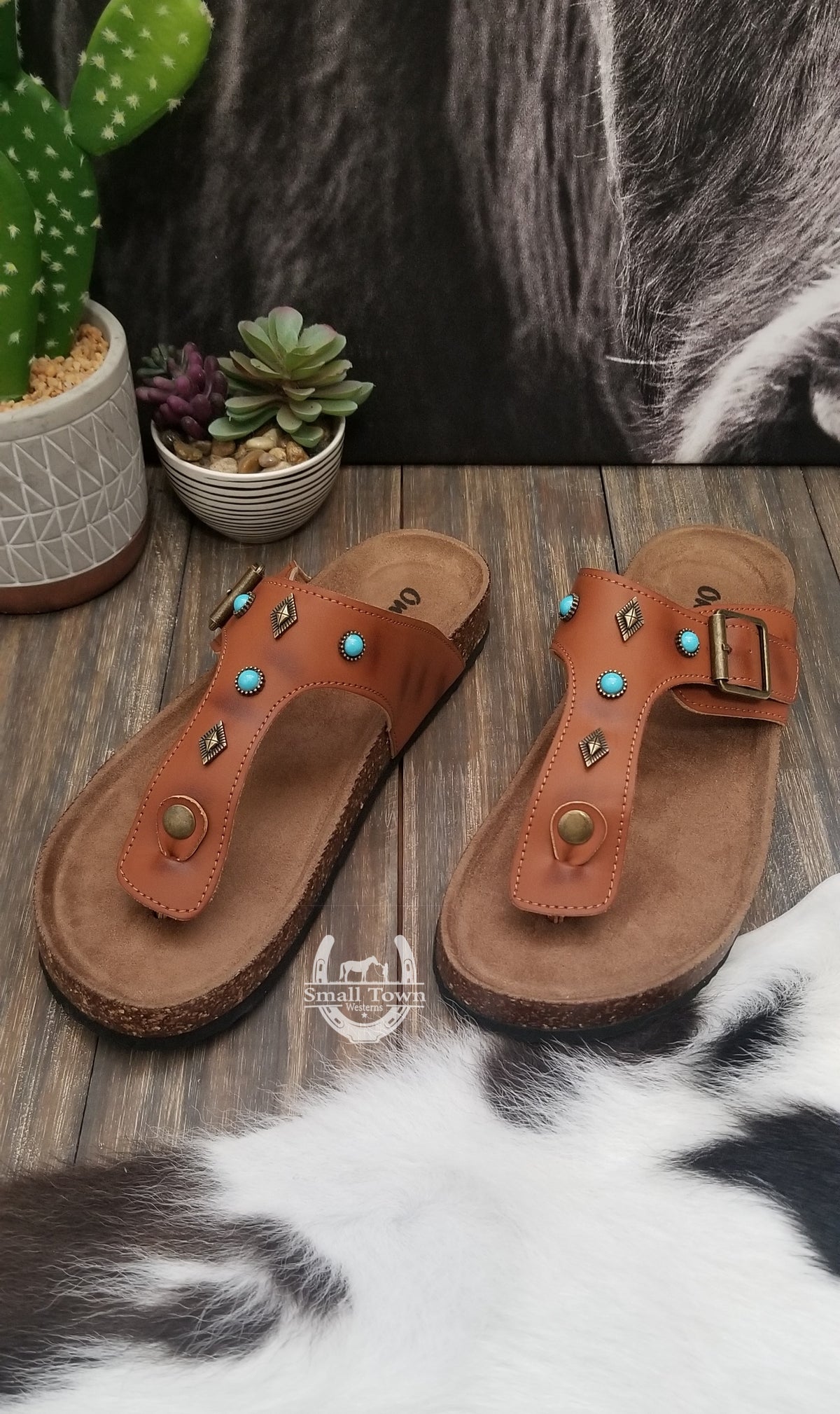 Sedona Sandals | Western Cowgirl Aztec Turquoise Birkenstock Style Sandals