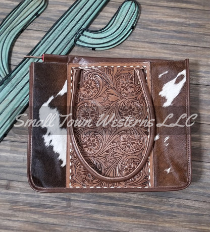 Down To Business Tote | Western Cowgirl Tooled Leather Cowhide Tote Purse