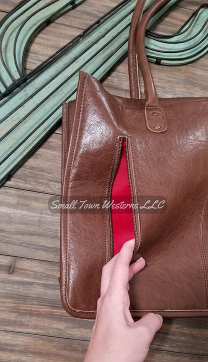 Down To Business Tote | Western Cowgirl Tooled Leather Cowhide Tote Purse