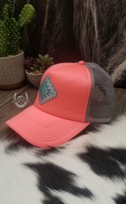 Aztec Pop Cross Snap Cap | Western Cowgirl Aztec Turquoise Snapback Hat