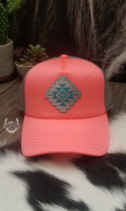 Aztec Pop Cross Snap Cap | Western Cowgirl Aztec Turquoise Snapback Hat
