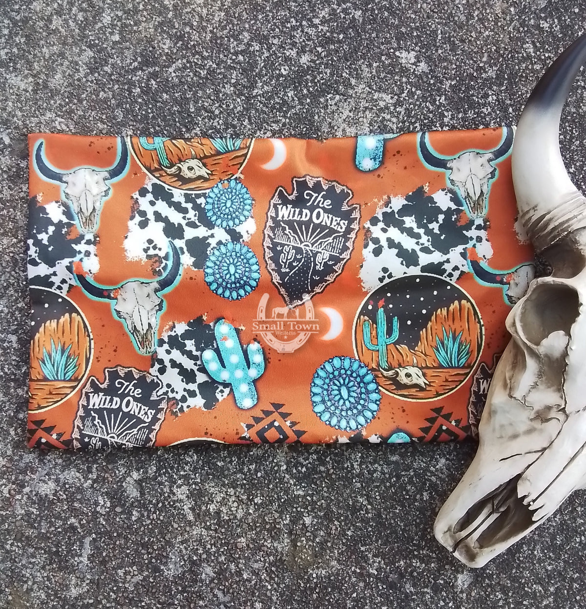 The Wild One Headband | Western Cowgirl Wide Headband Cactus Skull Print