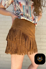 Load image into Gallery viewer, Fort Worth Fringe Skirt - Brown
