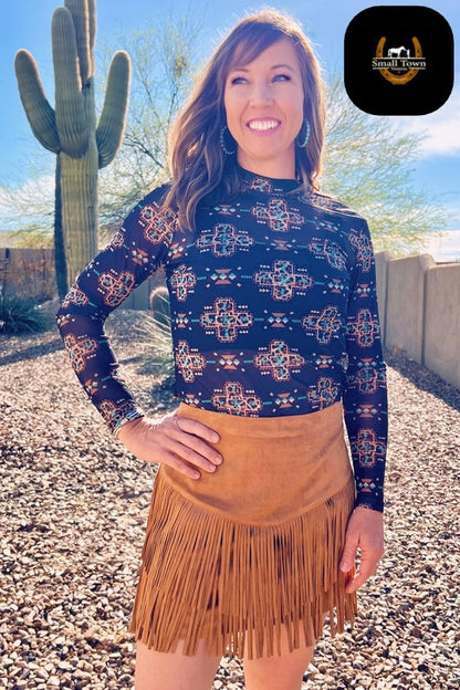 Fort Worth Fringe Skirt - Brown | Western Cowgirl Fringe Mini Skirt