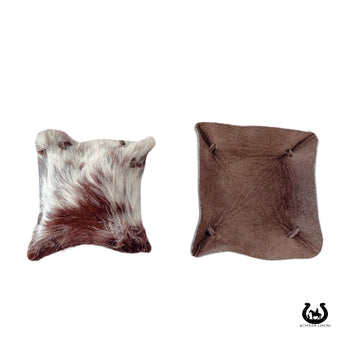 Small Brown Cowhide Bowl | Western Genuine Cowhide Leather Decorative Bowl