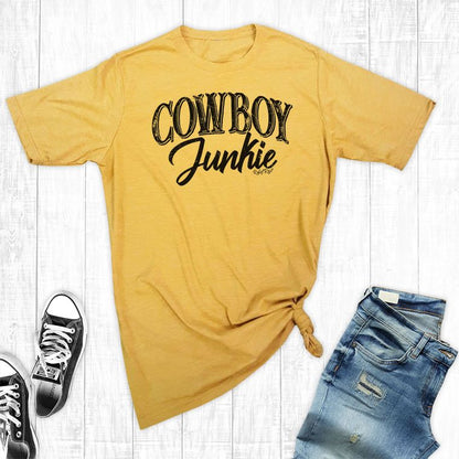 Cowboy Junkie Tee | Western Cowgirl Mustard Yellow Graphic Tee