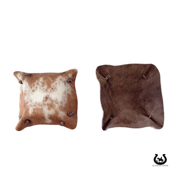 Small Brown Cowhide Bowl | Western Genuine Cowhide Leather Decorative Bowl